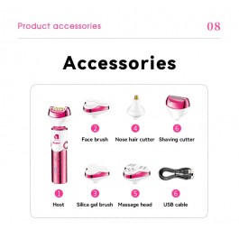 Kemei-Épilateur électrique multifonction pour femme, 6 en 1, trousse à outils de beauté, LCD Defeather