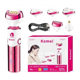 Kemei-Épilateur électrique multifonction pour femme, 6 en 1, trousse à outils de beauté, LCD Defeather
