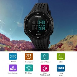 Montres de Sport hommes femmes LED militaire étanche - Noir - 1219