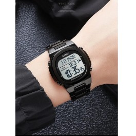 Montre-Bracelet luxe  en acier inoxydable électronique pour la prière avec Qibla Compass Adhan Alarme Hijri Islamique