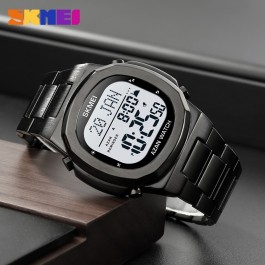 Montre-Bracelet luxe  en acier inoxydable électronique pour la prière avec Qibla Compass Adhan Alarme Hijri Islamique