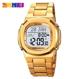 Montre-Bracelet luxe  en acier inoxydable électronique pour la prière avec Qibla Compass Adhan Alarme Hijri Islamique
