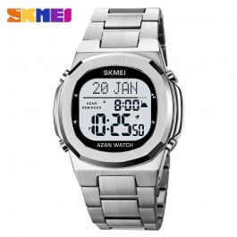 Montre-Bracelet luxe  en acier inoxydable électronique pour la prière avec Qibla Compass Adhan Alarme Hijri Islamique
