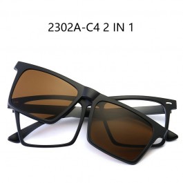 Lunettes de soleil polarisées cadre carré pince magnétique sur lunettes TR90 optique réf 2302