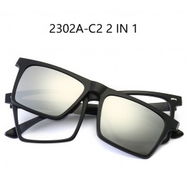 Lunettes de soleil polarisées cadre carré pince magnétique sur lunettes TR90 optique réf 2302
