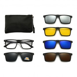 Lunettes de soleil polarisées cadre carré pince magnétique sur lunettes TR90 optique réf 2302