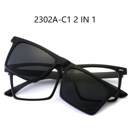 Lunettes de soleil polarisées cadre carré pince magnétique sur lunettes TR90 optique réf 2302