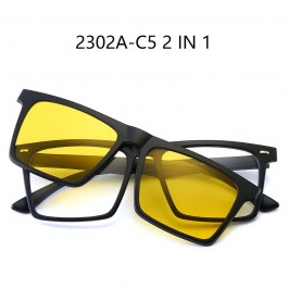 Lunettes de soleil polarisées cadre carré pince magnétique sur lunettes TR90 optique réf 2302