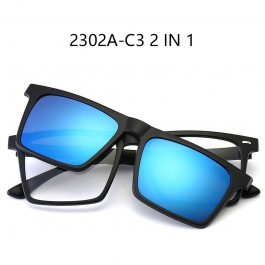 Lunettes de soleil polarisées cadre carré pince magnétique sur lunettes TR90 optique réf 2302