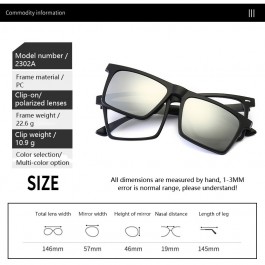 Lunettes de soleil polarisées cadre carré pince magnétique sur lunettes TR90 optique réf 2302