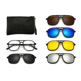 Lunettes de soleil polarisées à Attraction magnétique miroir, 6 Iin 1, Polaroid, pour hommes et femmes - 2333