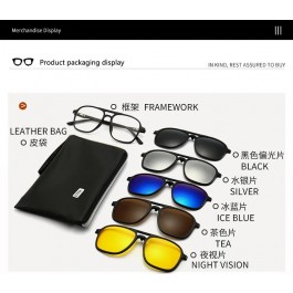 Lunettes de soleil polarisées à Attraction magnétique miroir, 6 Iin 1, Polaroid, pour hommes et femmes - 2333