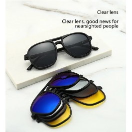 Lunettes de soleil polarisées à Attraction magnétique miroir, 6 Iin 1, Polaroid, pour hommes et femmes - 2333
