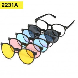 Lunettes de Soleil Magnétiques à réinitialisation et Monture Optique 6 en 1, Polarisées - 2231