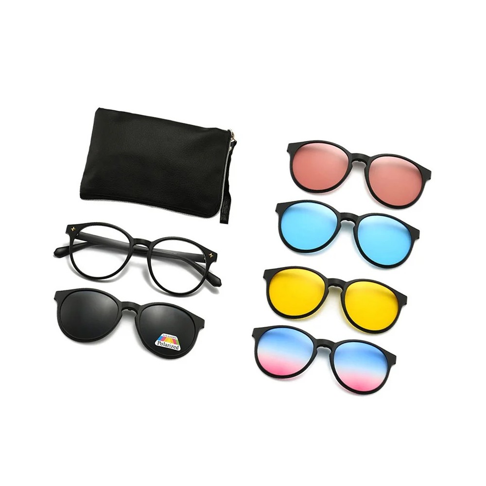 Lunettes de Soleil Magnétiques à réinitialisation et Monture Optique 6 en 1, Polarisées - 2231