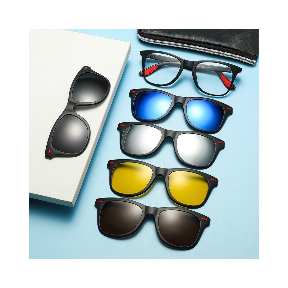 Lunettes de soleil polarisées à clip magnétique pour hommes et femmes, 6 en 1 Réf 2317