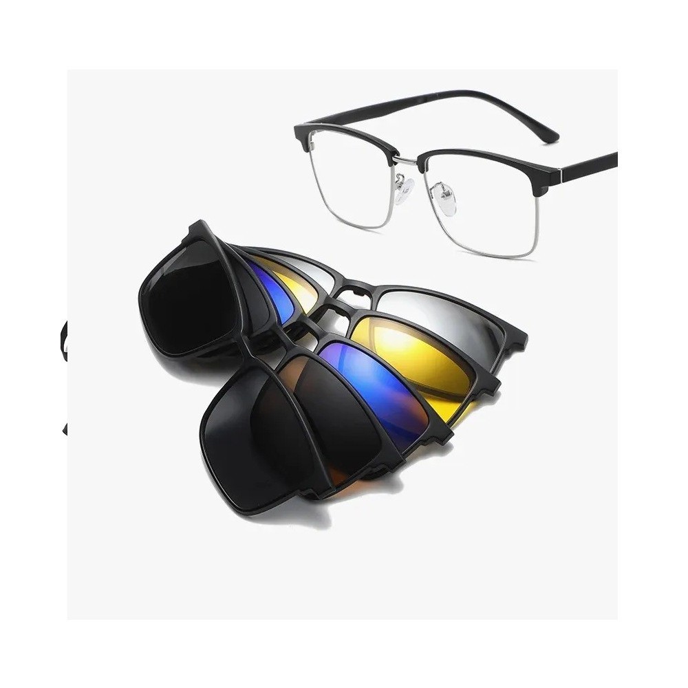 Lunettes 6 En 1 Monture et 5 Appliques Polarisées Réf 2372A