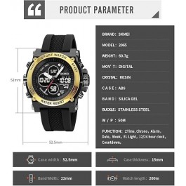 Montres électroniques numériques – Grand double affichage – Étanche – Montre tactique de l’armée pour homme