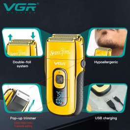 VGR rasoir professionnel visage chauve rasoir tondeuse à barbe rasoir électrique