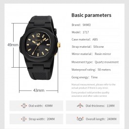 Montre à Quartz mode Sport décontracté SKMEI 1717