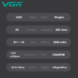 Tondeuse Électrique à cheveux Rechargeable Coupe de cheveux Barbier Professionnel Zéro mm V-996