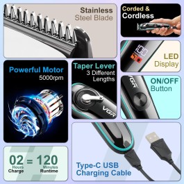 Tondeuse à cheveux  barbe étanche Outils de toilettage sans fil réglable V -075