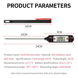 Thermomètre Sonde de four électronique en acier inoxydable, outils de cuisine numérique, cuisson des aliments, viande