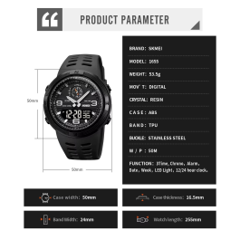 Montre électronique pour hommes double affichage multi fonctionnel étanche