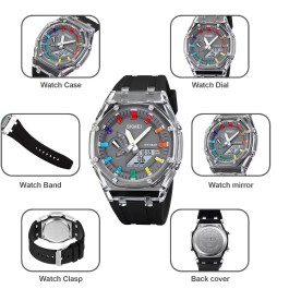 Montre compte à rebours chronomètre lumière LED mouvement électronique 5 réveil 2 temps