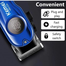 Tondeuse à cheveux professionnelle  sans fil rechargeable à affichage LED Kemei KM-234- Bleu